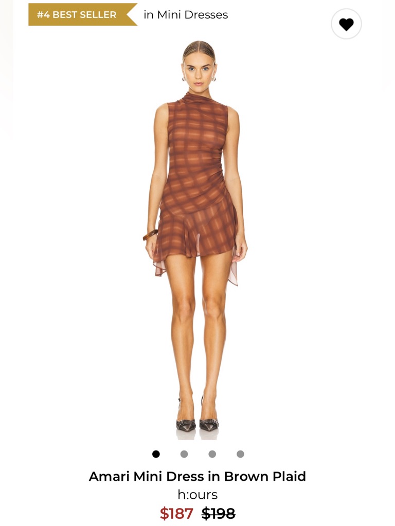 H:Ours Brown Plaid Mini Dress